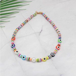 New Evil Eyes Boho Soft Polymer Clay Beads Necklace